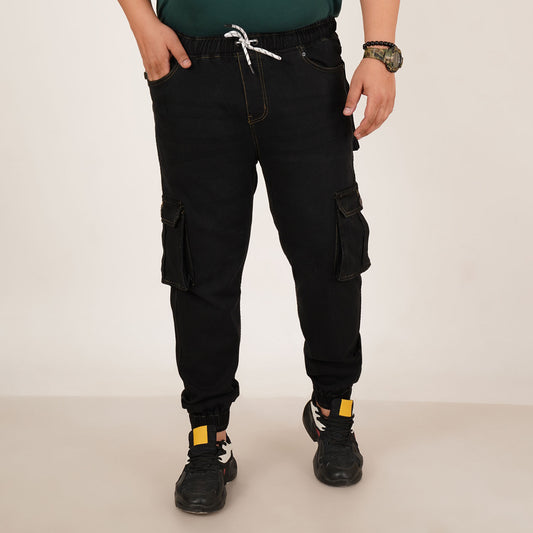 Kagad Jeans Mens Plus Size Loose Fit Black Color Denim Jogger - Style Code "KGDJGR-406053