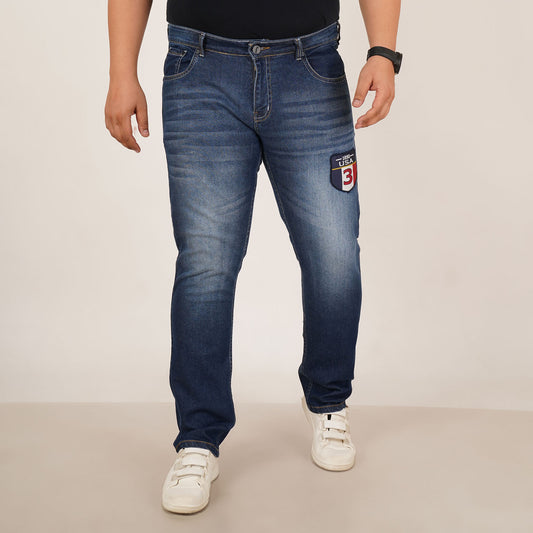 Kagad Jeans Mens Plus Size Regular Fit Mid Night Blue Color Denim Jeans - Style Code "KGDJN-406041