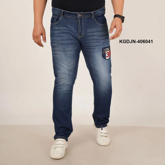 Kagad Jeans Mens Plus Size Regular Fit Mid Night Blue Color Denim Jeans - Style Code "KGDJN-406041