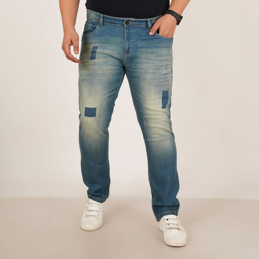 Kagad Jeans Mens Plus Size Regular Fit Ocrean Blue Color Denim Jeans - Style Code "KGDJN-406040