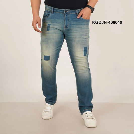 Kagad Jeans Mens Plus Size Regular Fit Ocrean Blue Color Denim Jeans - Style Code "KGDJN-406040