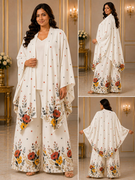 Women’s Two-Piece Co-Ord Set Wide Leg Palazzo with Shrug - KGDJNS-404080
