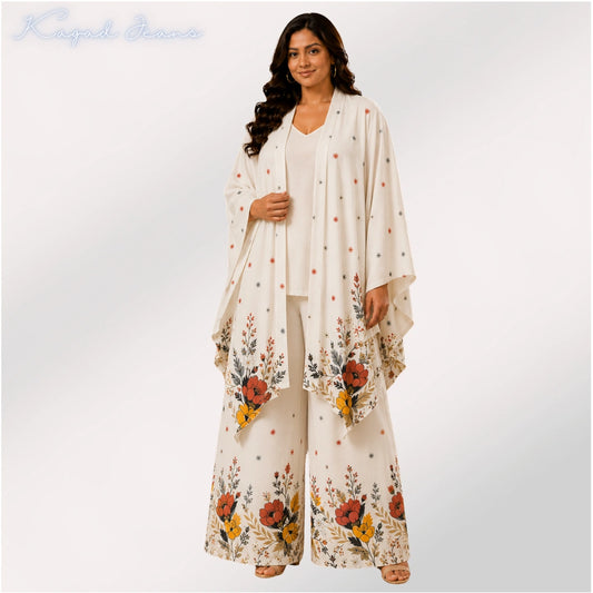Women’s Two-Piece Co-Ord Set Wide Leg Palazzo with Shrug - KGDJNS-404080