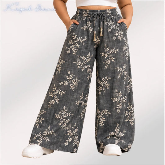 Womens elasticated waist loose straight fit Jeans KGDJNS-404102