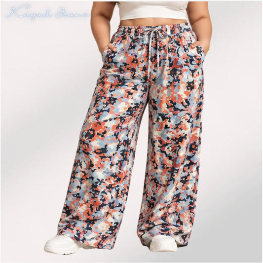 Womens elasticated waist loose straight fit Palazo KGDJNS-404106