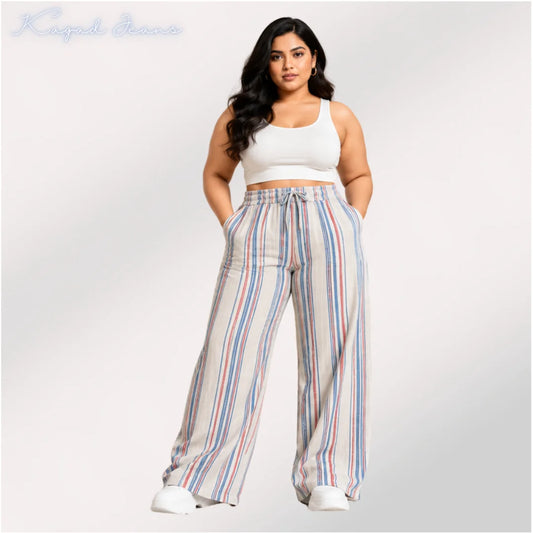 Womens elasticated waist loose straight fit Palazo KGDJNS-404109