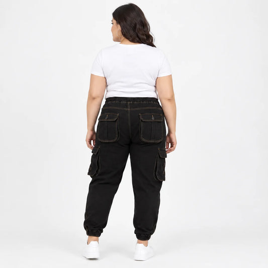 Kagad Jeans womens Plus Size Loose Fit Black Color Denim Jogger - Style Code "KGDJGR-406052W